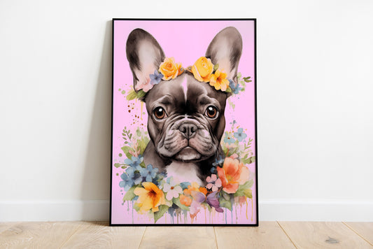 Flower Frenchie Poster