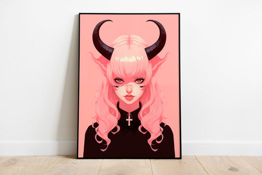 Pink Devil Girl Poster