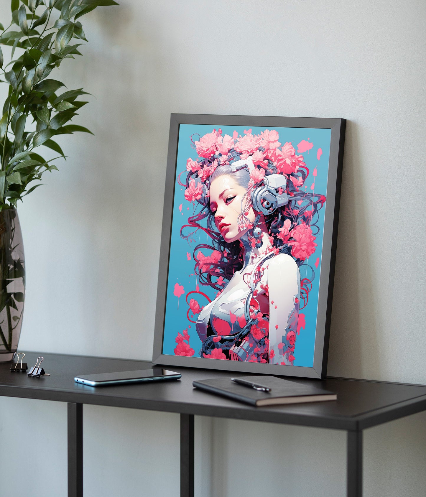 Cyberpunk Flower Girl Poster