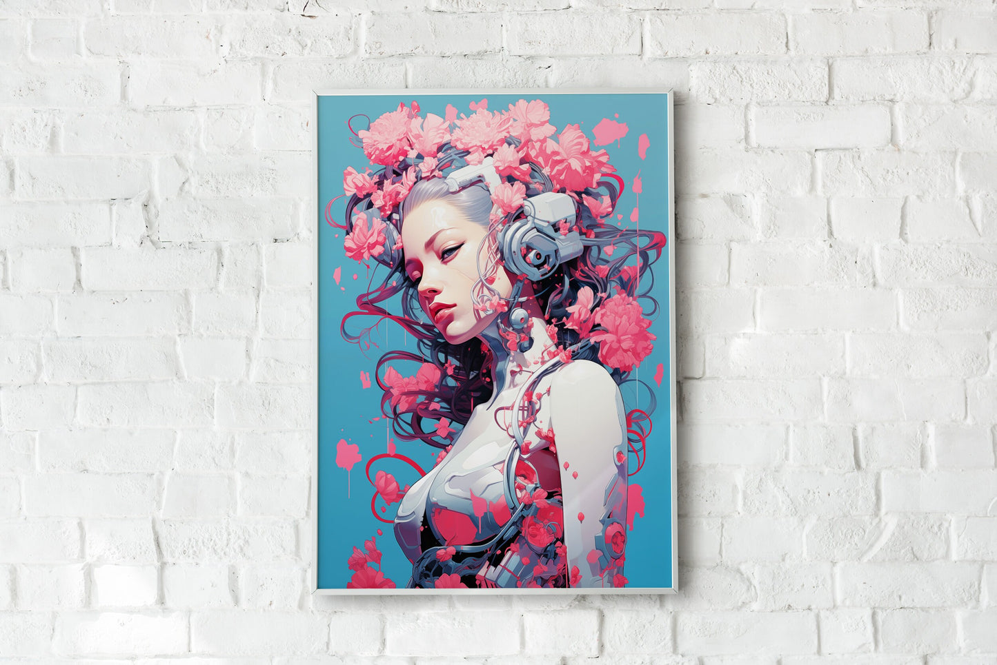 Cyberpunk Flower Girl Poster