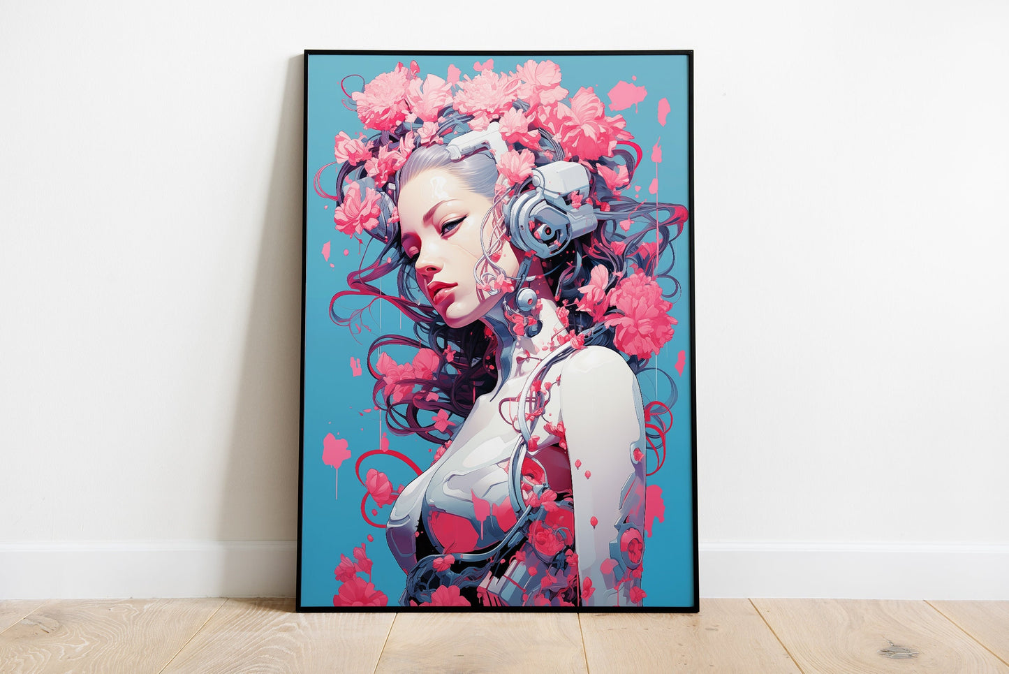 Cyberpunk Flower Girl Poster