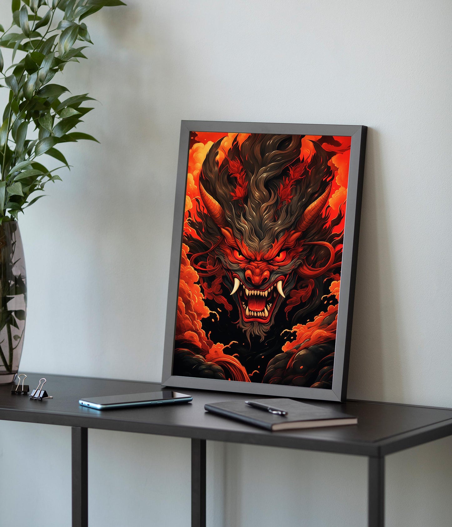 Fire Oni Demon Poster