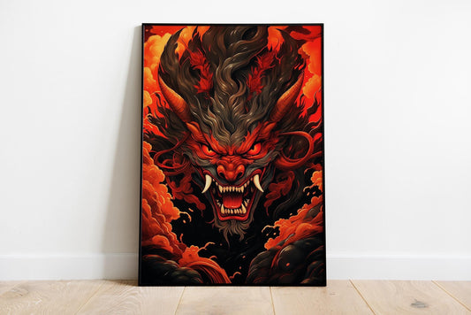 Fire Oni Demon Poster